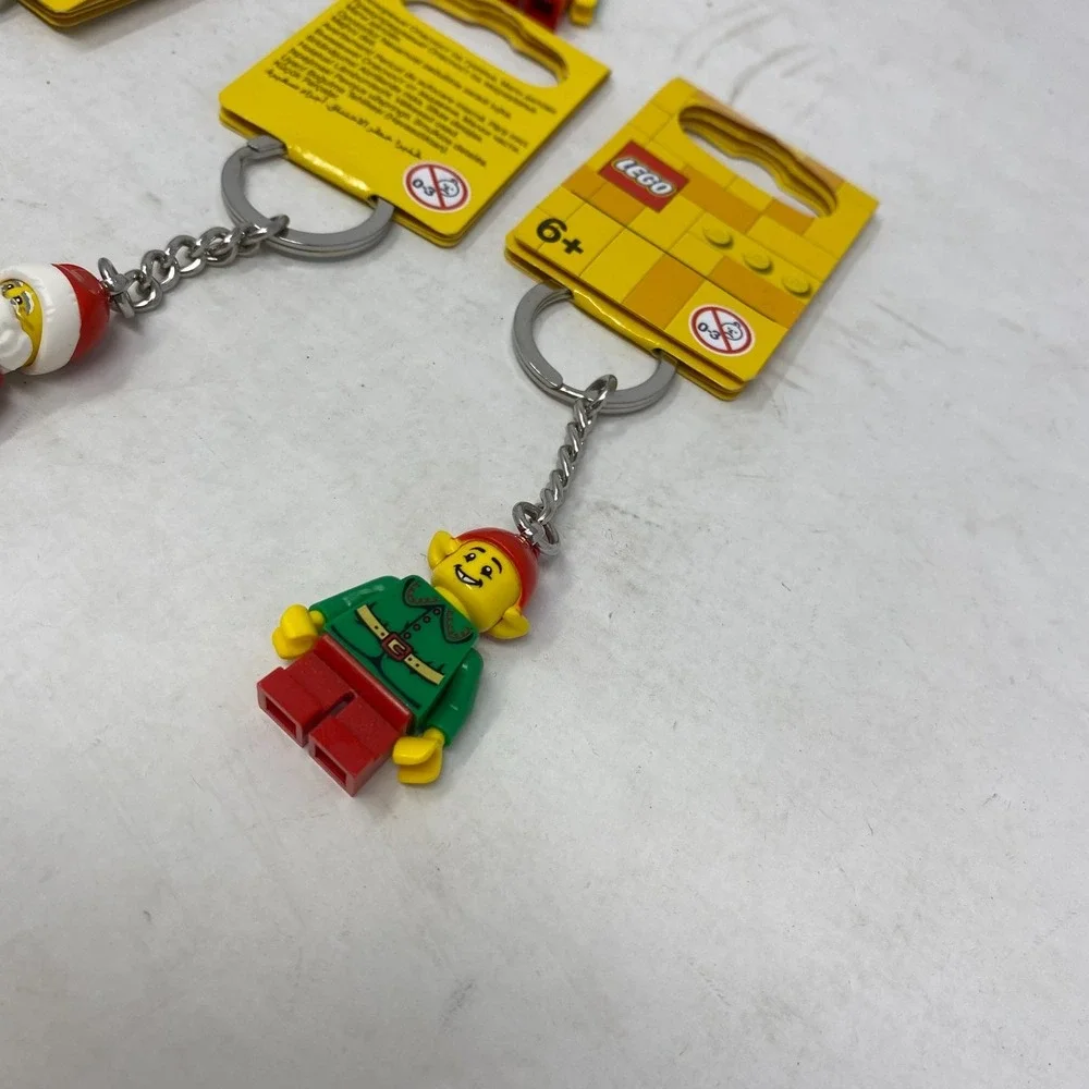 LEGO Minifig Santa Clause and Elf Keychains Christmas Charm -‎ NEW